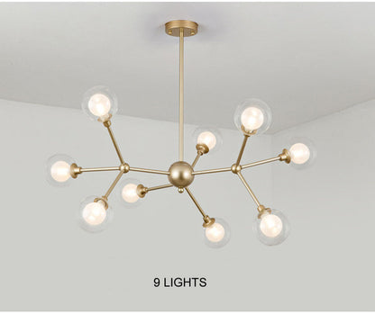 Cabiate | Glass Globe Shaped Chandelier for Bedroom, 9 Lights, Cool LightBy Miron Demid LLC