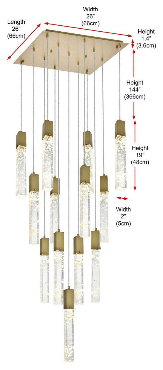 Aurora 13 Light Pendant, Satin GoldBy Elegant Furniture & Lighting