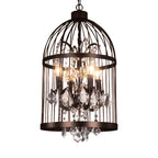 Birdcage Iron Crystal Ornaments Retro Industrial Style Chandelier Light