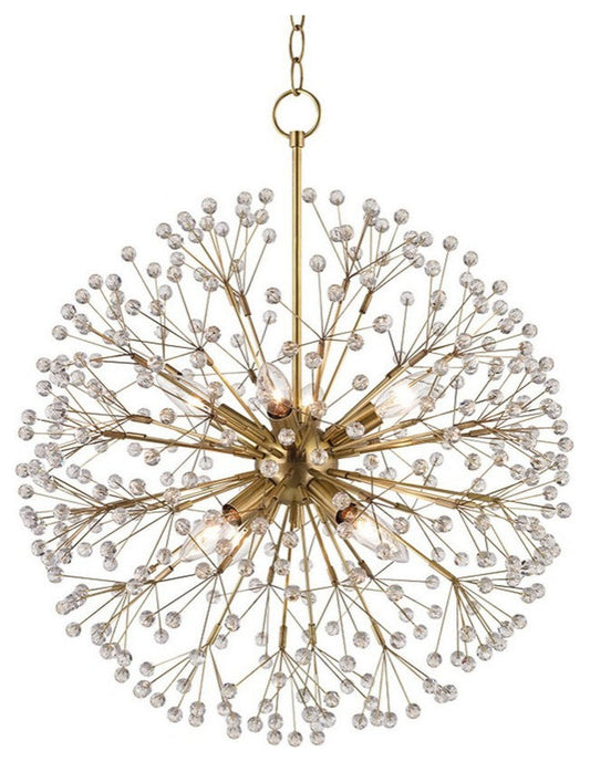 Mid Century Modern Eight Light Chandelier-Aged Brass Finish - ChandelierBy Bailey Street Home