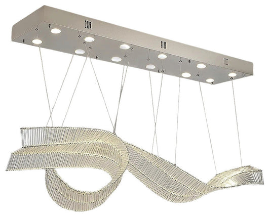 Alassio | Creative LED Chandelier in the Shape of Ribbon, Silver, L47.2" / L120.0cm, Cool Light, DimmableBy Miron Demid LLC