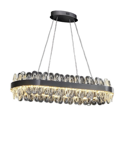 Agna | Creative Rectangle Hanging Crystal LED Chandelier for Living Room, Gold, Large - L47.2" / L120cm, Warm Light, Non-DimmableBy Miron Demid LLC