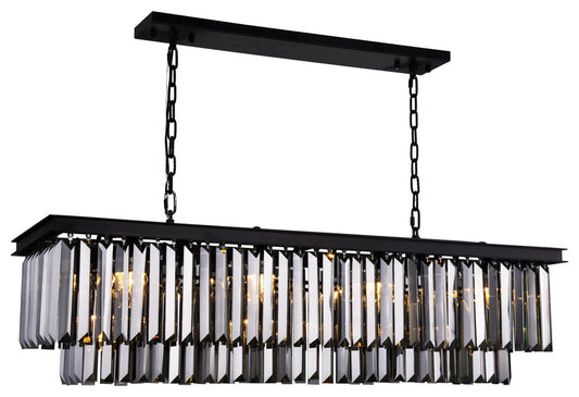 Sydney 12 Light Island Chandelier in Matte Black with (Grey) Royal Cut CrystalBy Urban Classic