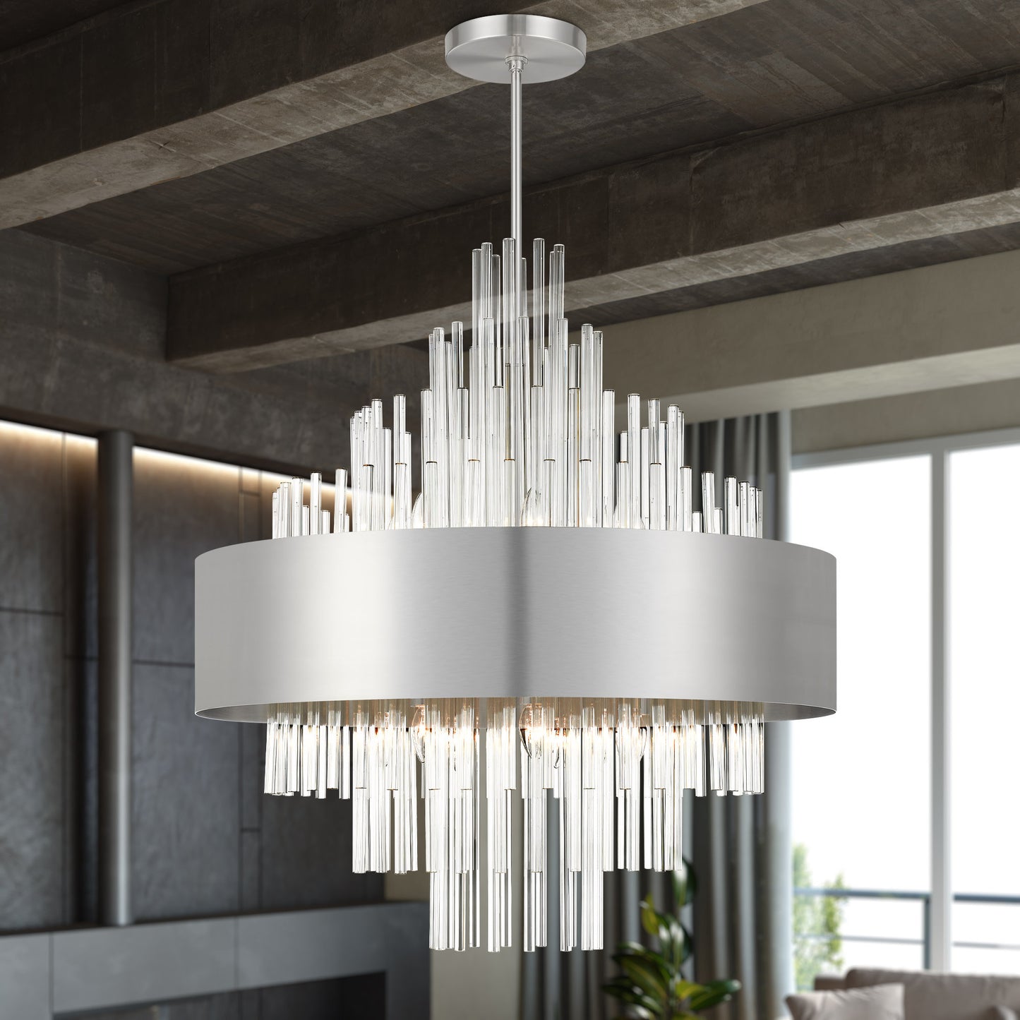 Livex Lighting 48877 Orenburg 14 Light 35"W Crystal Waterfall - Brushed NickelBy Livex Lighting Inc.