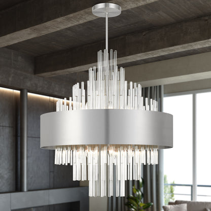 Livex Lighting 48877 Orenburg 14 Light 35"W Crystal Waterfall - Brushed NickelBy Livex Lighting Inc.