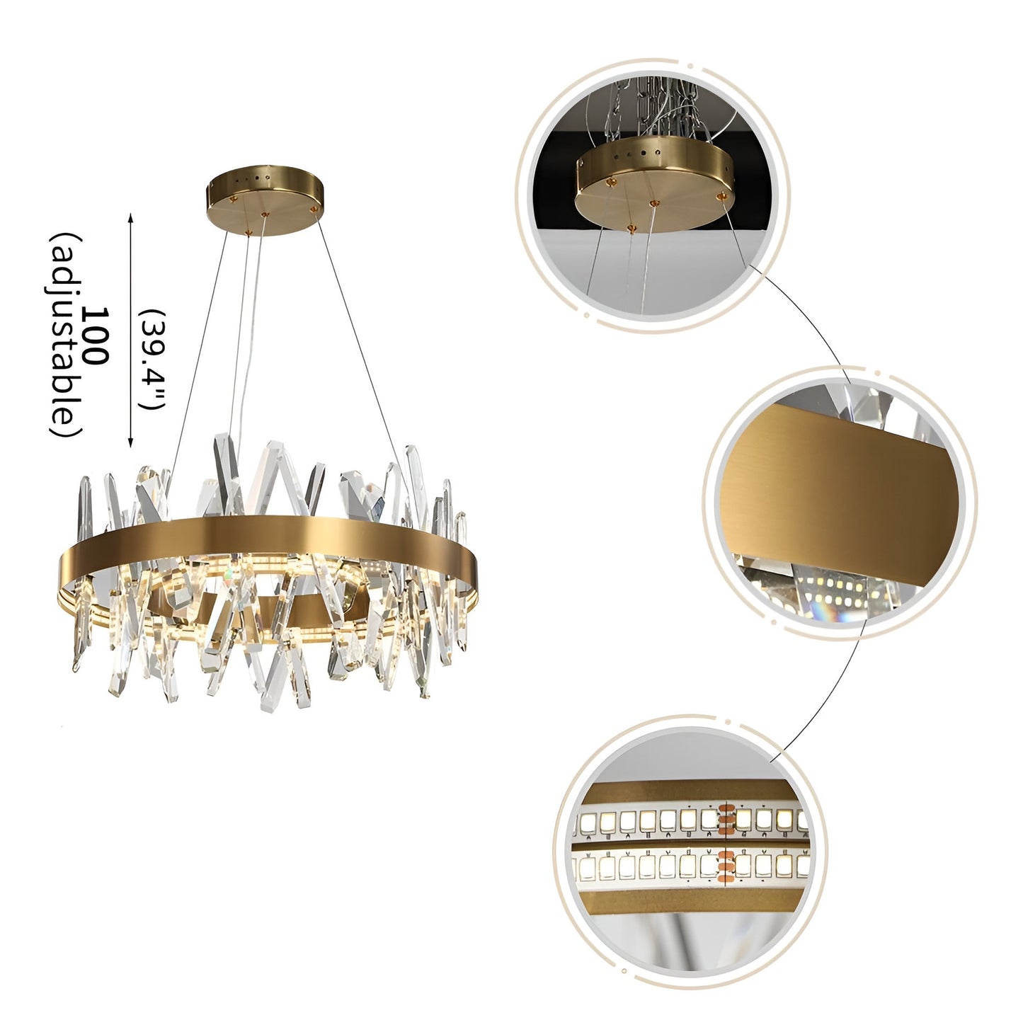 Zaccanopoli | Creative Gold Round Crystal Chandelier for Living Room, 31,5"By Miron Demid LLC