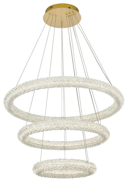 Elegant Lighting 3800G3L Bowen 32"W LED Crystal Ring Chandelier - - ChromeBy Elegant Furniture & Lighting