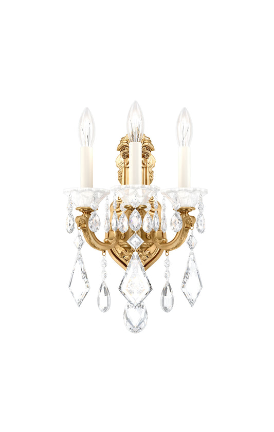 Schonbek 5071-22S, 3 Light Crystal Sconce In Heirloom GoldBy Schonbek