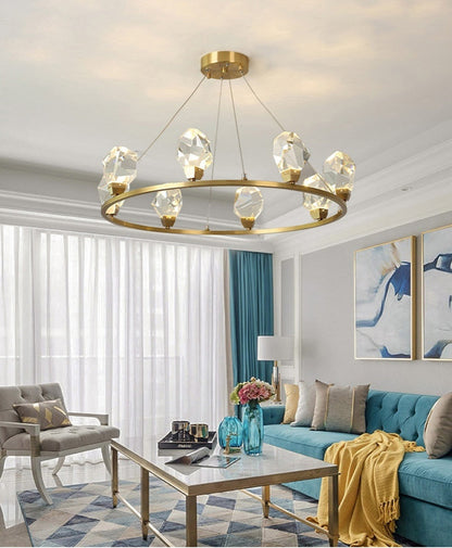 Zagarise | Circle/Linear Diamond Crystal Chandelier for Bedroom, Ring31,5"By Miron Demid LLC