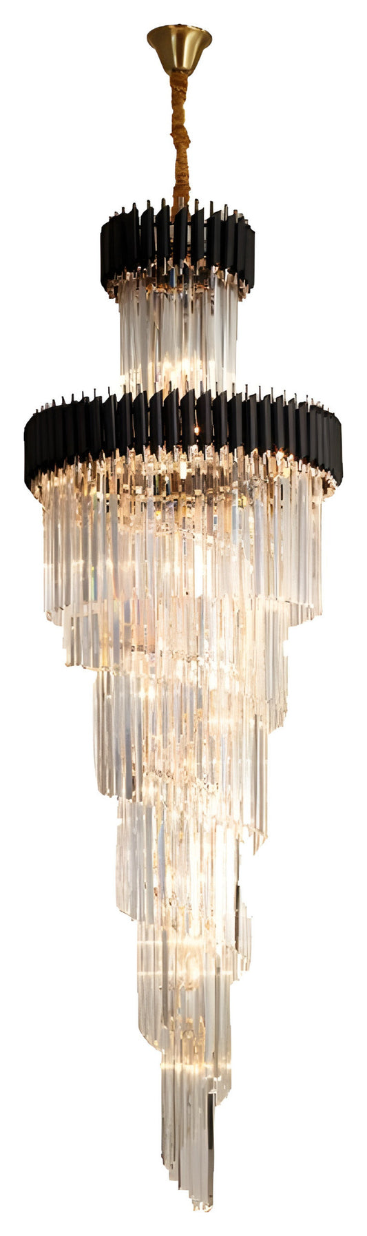 Art Deco | Black and Gold Crystal Chandelier for Hall and Staircase, Black, 27.6'', Non-Dimmable, Warm LightBy Miron Demid LLC