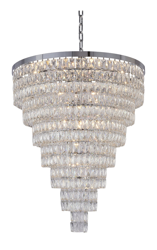 32" Chrome Metal 7-Tier Chandelier With Clear CrystalsBy Design Living