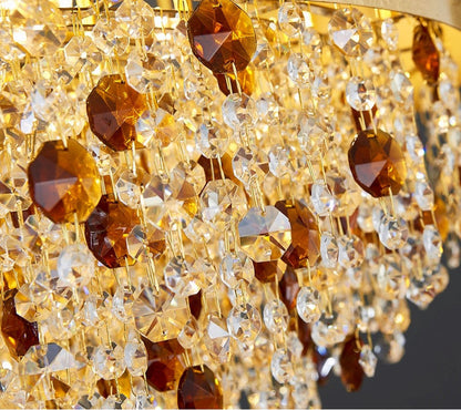 Zeme | Creative Luxury Round Gold Colored Crystal Chandelier, Dia39.4"By Miron Demid LLC