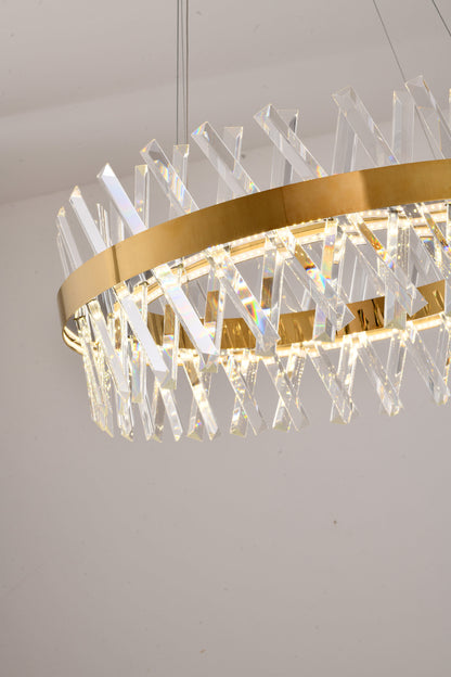 26" Dimmable Gold LED Chandelier With Clear CrystalsBy Design Living
