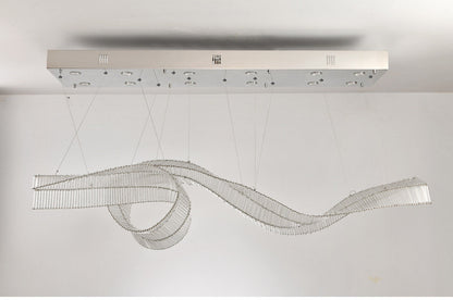Alassio | Creative LED Chandelier in the Shape of Ribbon, Silver, L39.4" / L100.0cm, Warm Light, DimmableBy Miron Demid LLC