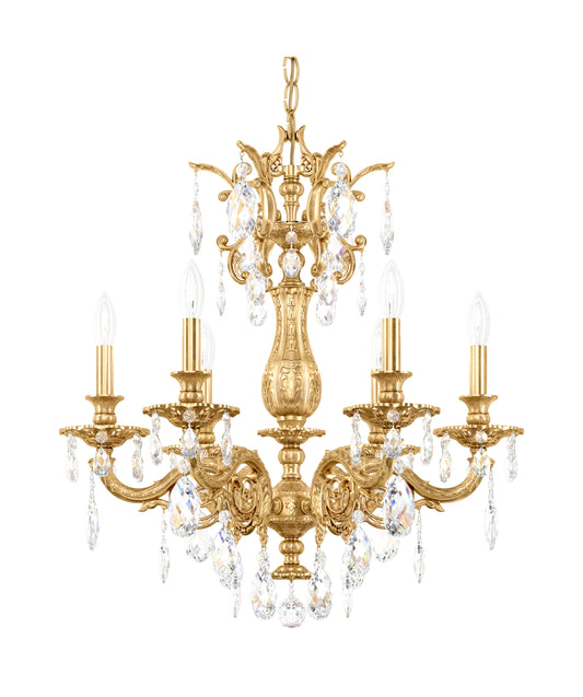 Milano 6 Light Chandelier Heirloom Gold Clear Optic CrystalBy Schonbek