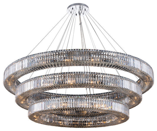 Allegri 11723 Rondelle 56 Light 72"W Crystal Ring Chandelier - Polished ChromeBy Allegri Crystal by Kalco Lighting