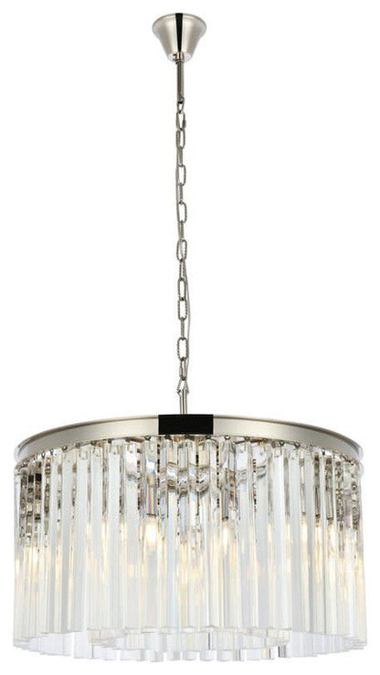 Elegant Lighting 1208D26/RC Sydney 8 Light 26"W Crystal Drum - Polished NickelBy Elegant Furniture & Lighting