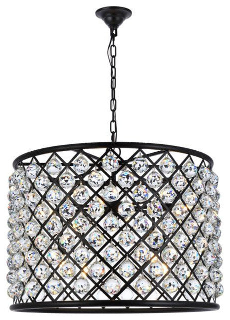 Elegant Lighting 1206D27/RC Madison 8 Light 28"W Crystal Drum - Polished NickelBy Elegant Furniture & Lighting