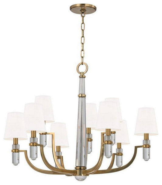 Traditional Nine Light Chandelier-Aged Brass Finish - ChandelierBy Bailey Street Home