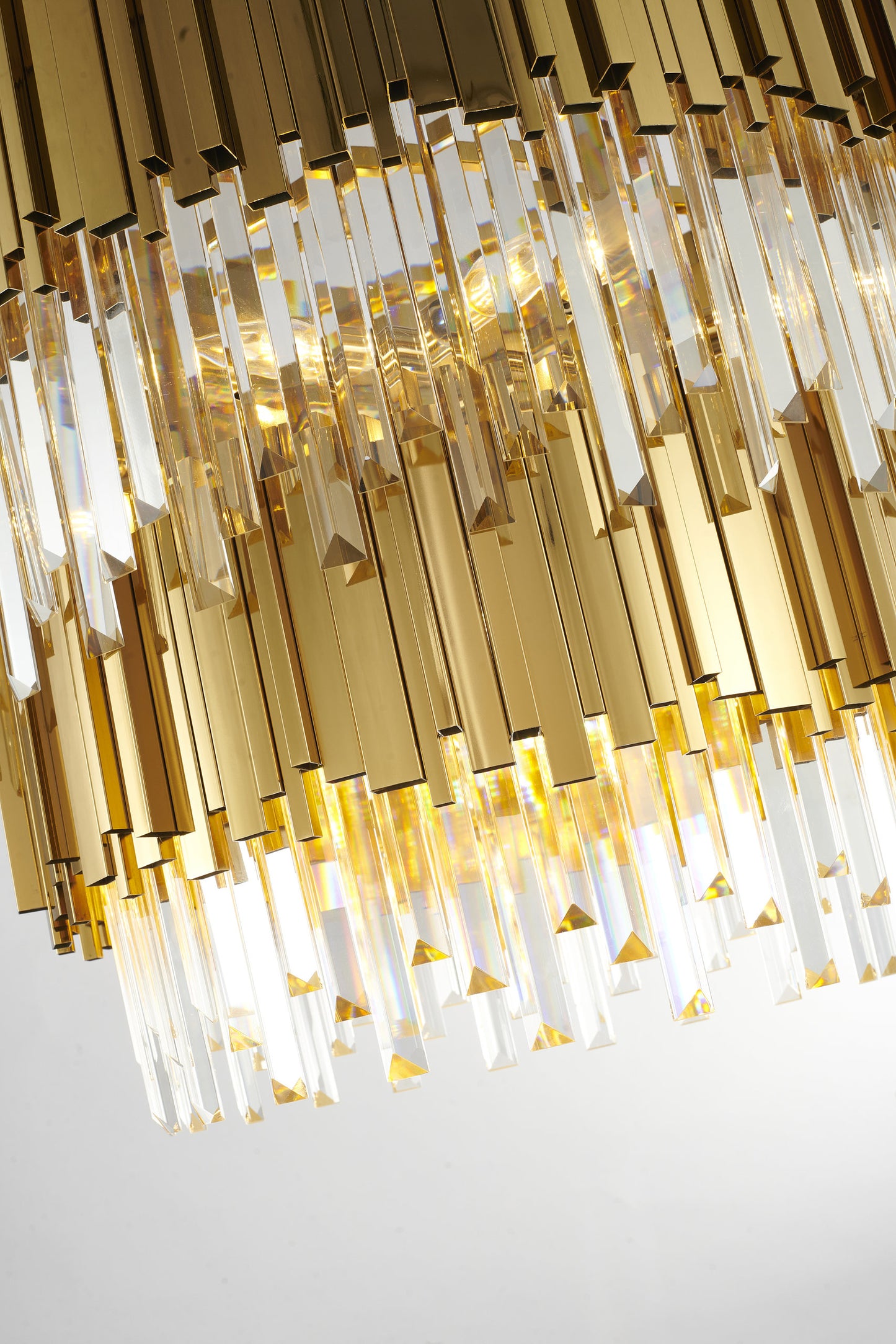 2-Tier Gold Rod Round Frame With Clear Crystal ChandelierBy Design Living