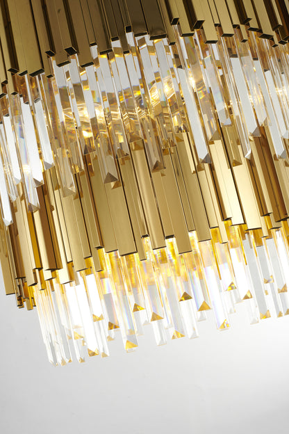 2-Tier Gold Rod Round Frame With Clear Crystal ChandelierBy Design Living
