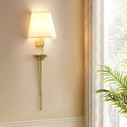 25.98-In H. Gold/Black Copper 1-Light American Wall Sconce with Fabric Shade