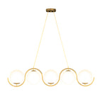 3/5-Light Wavy Linear Island Light with Ball Glass Shade for Dining Room