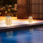 Portable Rattan LED Waterproof Solar Powered Outdoor Lantern Lights