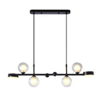 6/8-Light 3step Dimming Glass Ball LED Long Dining Room Chandelier