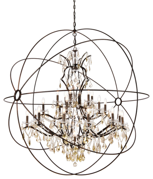 Elegant Lighting 1130G60/RC Geneva 25 Light 60"W Crystal - Dark BronzeBy Elegant Furniture & Lighting