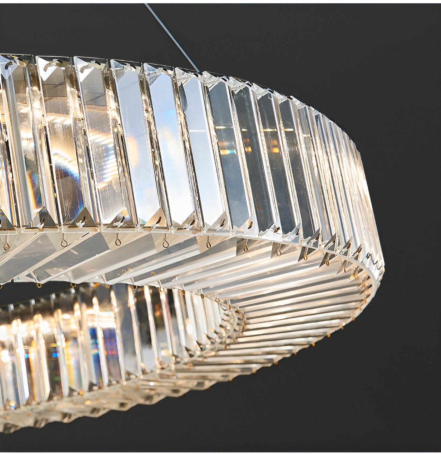 Cadrezzate | Round Luxury Crystal Hanging LED Chandelier, Gold, Dia23.6xh3.9", Warm Light, DimmableBy Miron Demid LLC