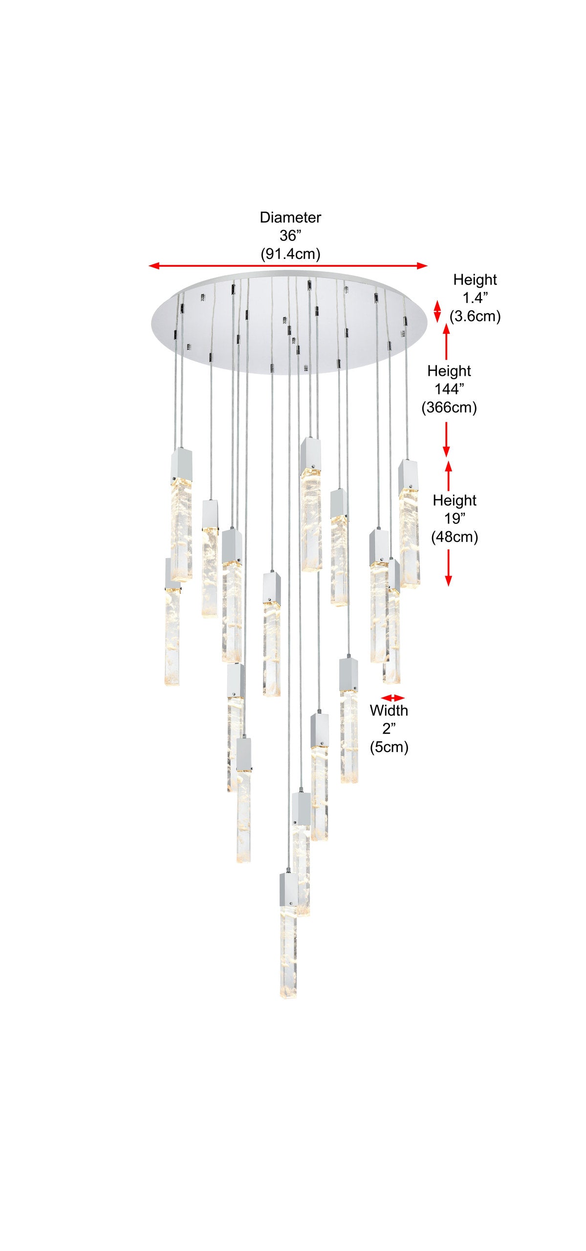 Home Living 36" Chandelier, ChromeBy Home Living