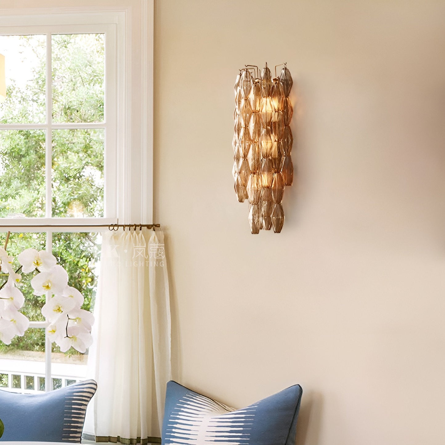 Luxury Crystal Wall Lamp in Decorative Style for Living Room, Bedroom, L12.0xw7.5xh29.9"By Miron Demid LLC