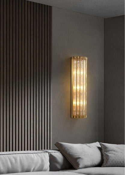 Luxury Golden Crystal Wall Lamp, L7.1xw4.7xh23.6", Warm LightBy Miron Demid LLC