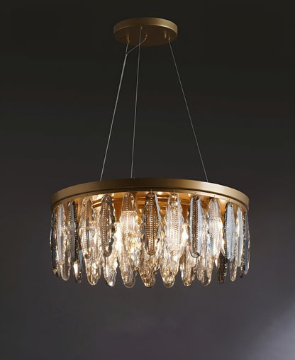 Allumiere | Modern Posh Drum Gold Crystal Chandelier, Dia39.4"By Miron Demid LLC
