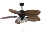 52'' Leaf Shaped Blades Dimming 12W LED Rustic Inverter Ceiling Fan Light