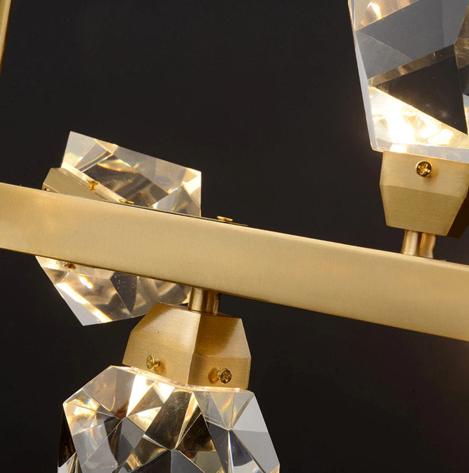 Zagarise | Circle/Linear Diamond Crystal Chandelier for Bedroom, Ring31,5"By Miron Demid LLC