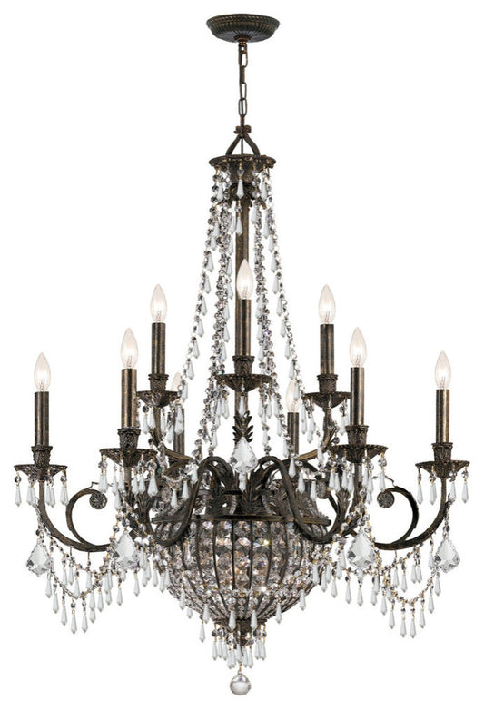 Crystorama 5168-EB-CL-MWP, 12-Light Chandelier, English BronzeBy Crystorama Lighting