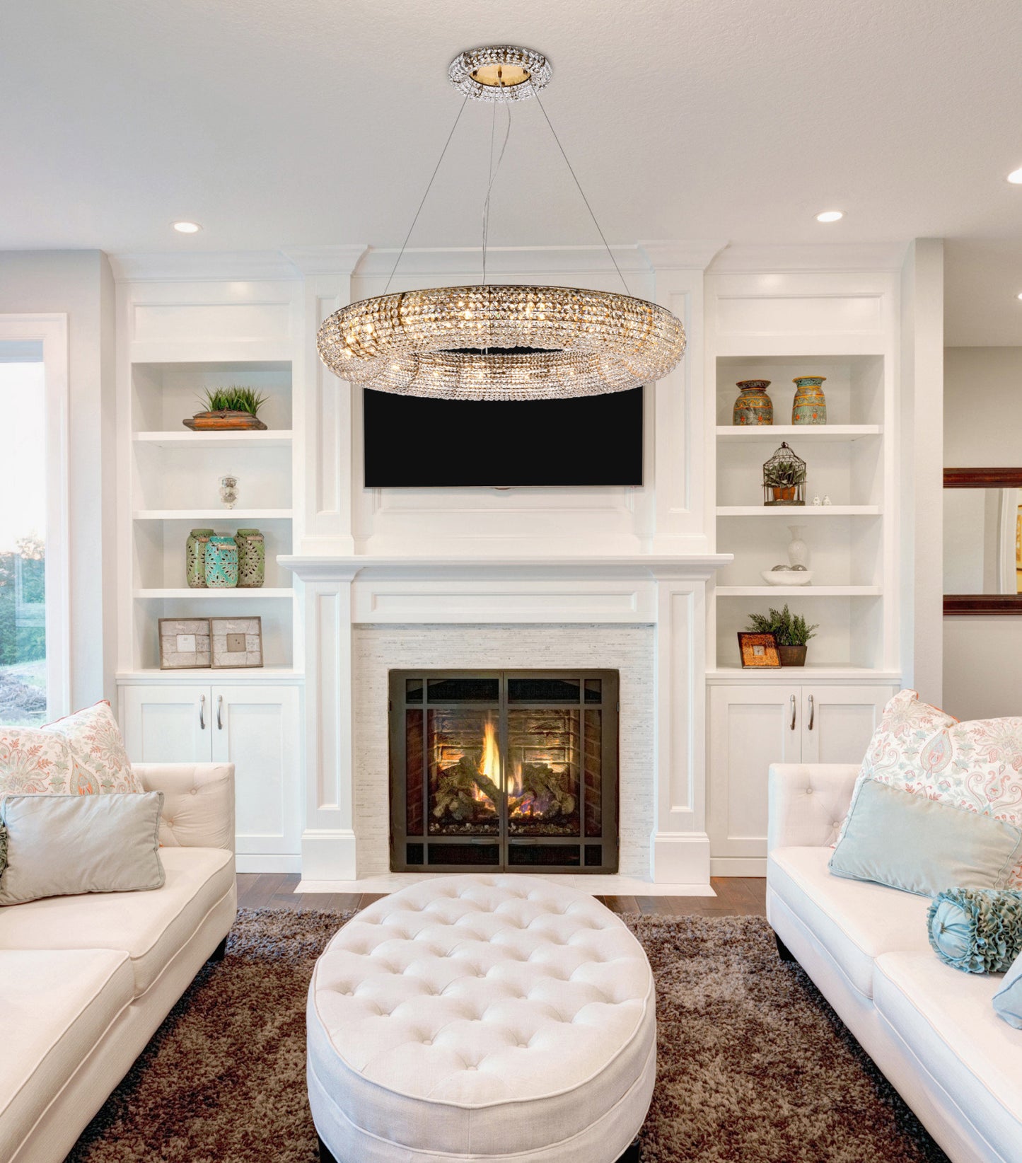 Elegant Lighting 2114G41/RC Paris 18 Light 41"W Crystal Ring - ChromeBy Elegant Furniture & Lighting