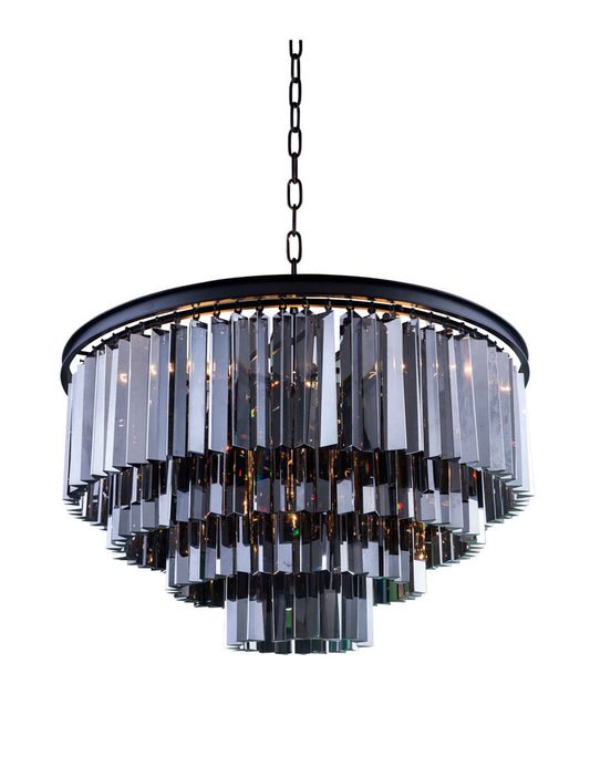 Sydney 17 Light Pendant in Matte Black with Silver Shade Royal Cut CrystalBy Urban Classic