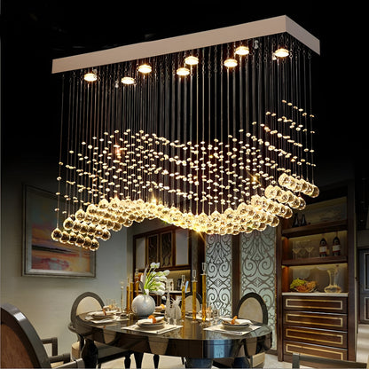 Agropoli | Luxury Rectangle LED Crystal Lamp for Dining Room, L39.4xw9.8xh39.4", Cool LightBy Miron Demid LLC