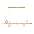 6/8-Light 3step Dimming Glass Ball LED Long Dining Room Chandelier