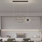 39.4'' Dimmable Ring Linear LED Island Chandeliers for Dining Room, Black/White
