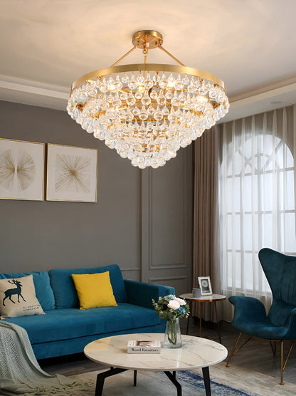 Houffalize | Gold/Black Crystal Round Chandelier for Living Room, Gold29.5"By Miron Demid LLC