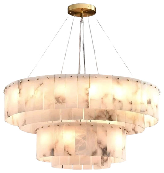 Multi-Layer Natural Marble Chandelier Light, 80cm/32"By Morsale.com