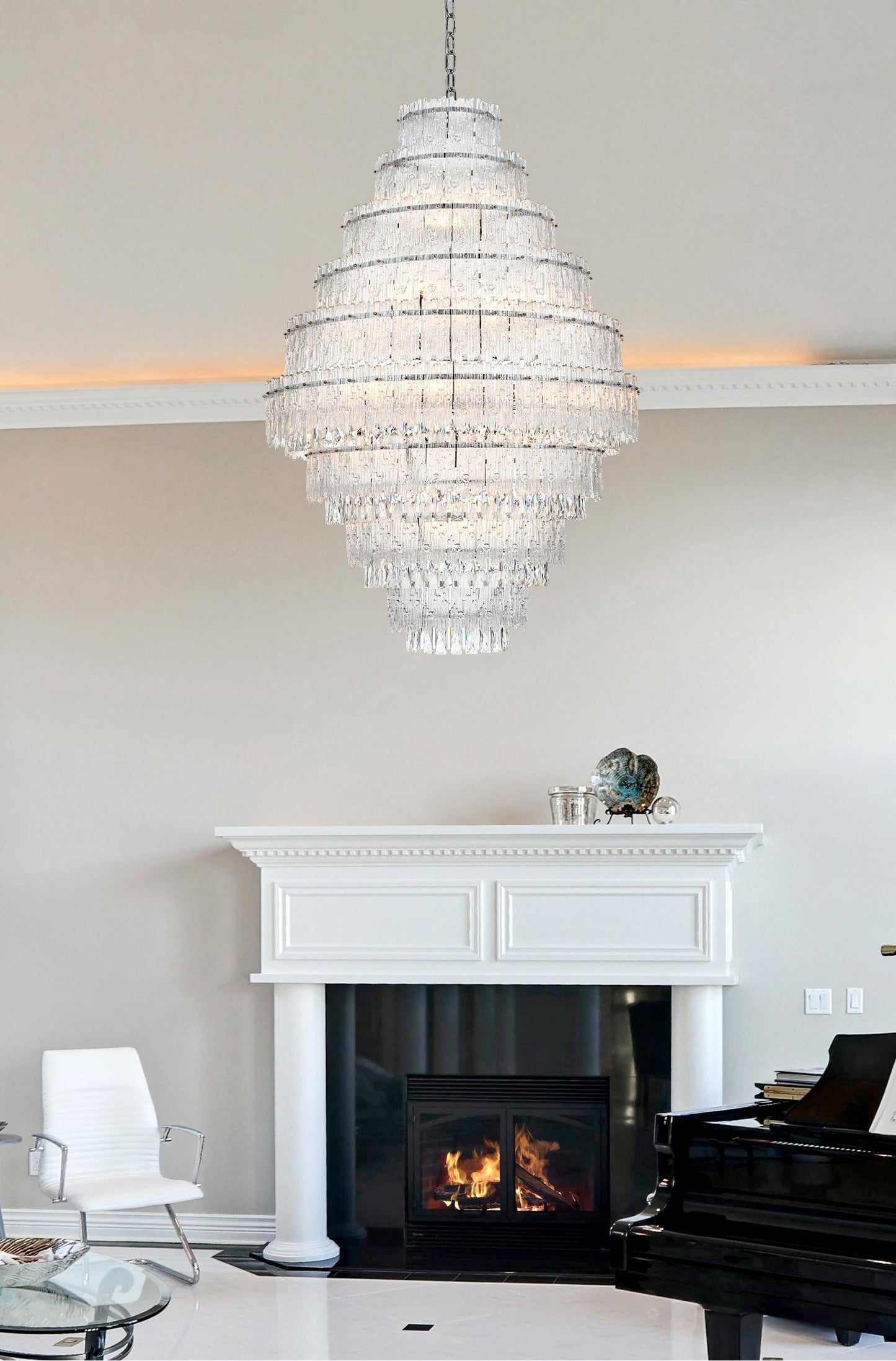 Home Living 36" Chandelier, ChromeBy Home Living