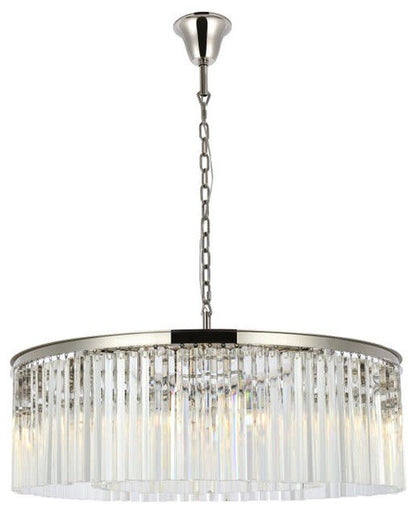 Elegant Lighting 1208G43/RC Sydney 10 Light 44"W Crystal Drum - Matte BlackBy Elegant Furniture & Lighting