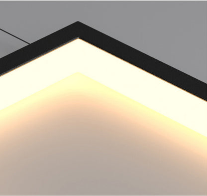 Lavagna | Ultramodern Rectangle Hanging LED Chandelier, Gold, 4 Lights (H177.2"), Cool Light, Non-DimmableBy Miron Demid LLC
