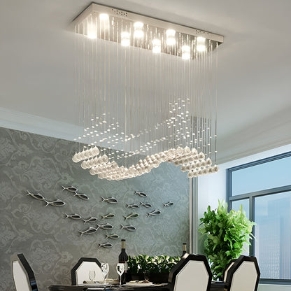 Agropoli | Luxury Rectangle LED Crystal Lamp for Dining Room, L39.4xw9.8xh39.4", Cool LightBy Miron Demid LLC