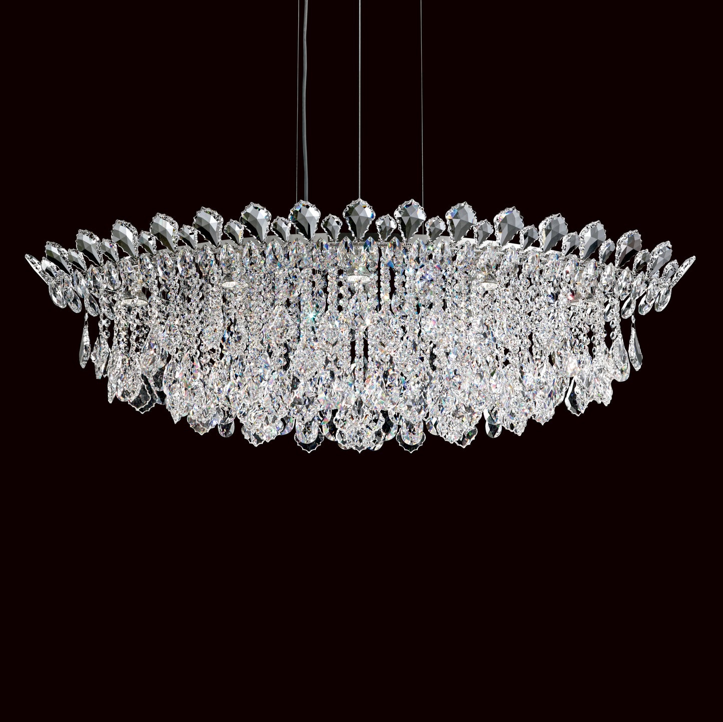 Trilliane Strands 8-Light Pendant in Stainless Steel With Clear Heritage CrystalBy Schonbek